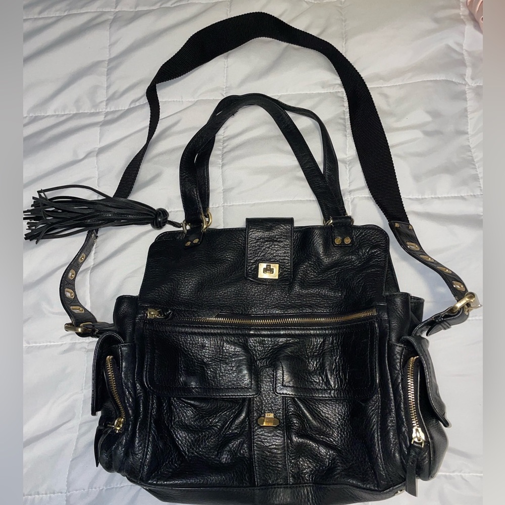 Diane Von Furstenberg Black Leather Bag—Versatile Multifold